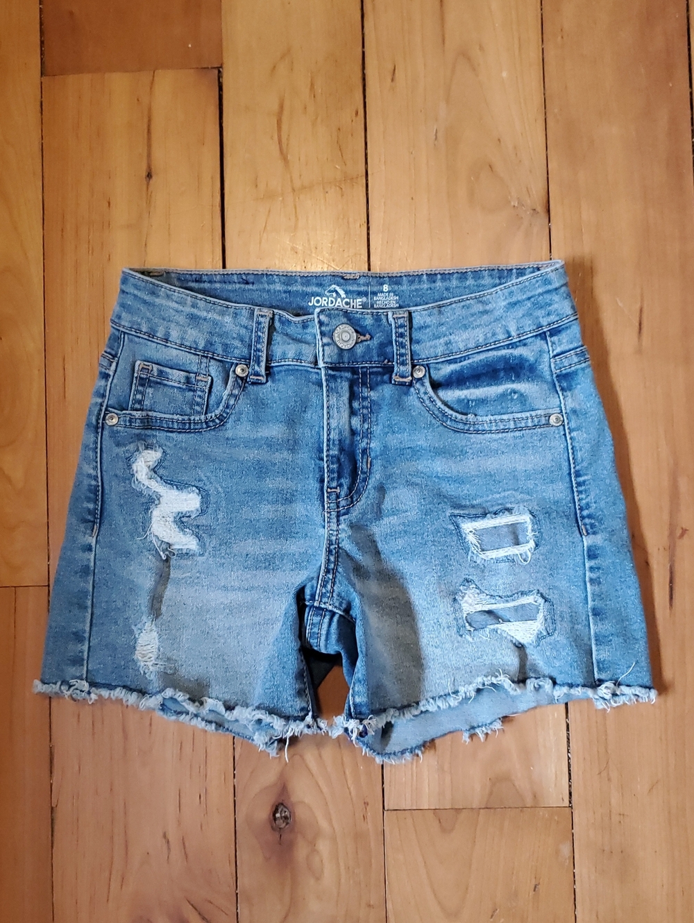 Jordache Light Blue Distressed Denim Cutoff Shorts - Picture 2 of 7